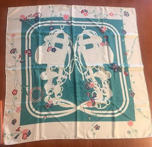 Hermes [C3] 2017 Vert/Aqua/Rose BRIDES FLEURIES Brides de Gala Twill Silk 90CM - Picture 1 of 4
