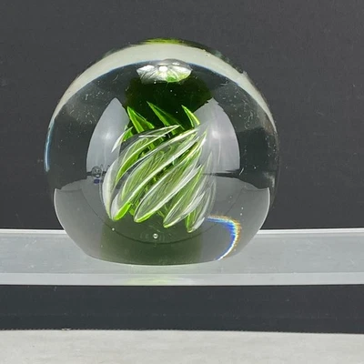 Vintage Blenko Corkscrew Green Glass Paperweight - Image 1 of 4