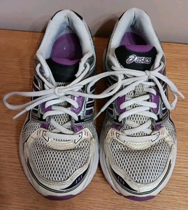 ASICS Gel Running Walking Shoe White Purple Gray Women's 6.5 Lightweight Casual - Picture 1 of 8