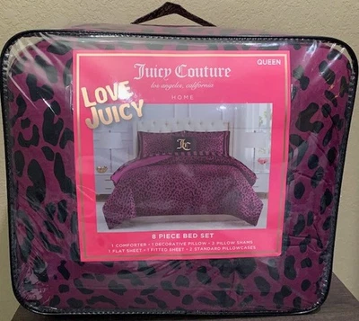 Juicy Couture Leopard Print 8pc QUEEN Bed Set Comforter, Shams, Sheet Set,Pillow - Image 1 of 4