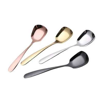 Pack of 2 Modern Square Head Spoon In Stainless Steel For Quality Livings - Image 1 of 4