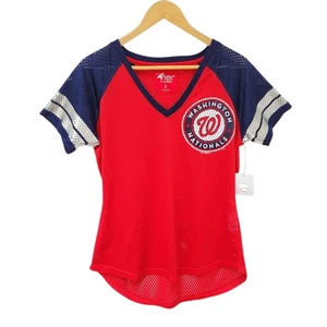 Women's Washington Nationals MLB Baseball Mesh Jersey Top Size L - New - Picture 1 of 5