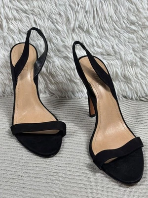 Schutz Luriane Zapatos Mujer Talla 9B Negro Nubuck Cordones Sandalia Tacones Vestido Foto 1 de 4