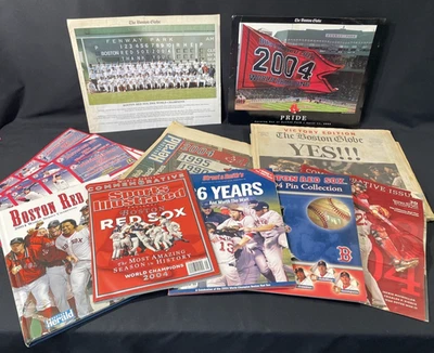 Lote de 10 revistas, periódicos, etc. de recuerdos de los Medias Rojas de Boston de la Serie Mundial 2004 Foto 1 de 4