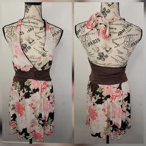 Mini Vestido Halter Rampage De Colección Y2K Multicolor Estampado Floral Cuello en V Talla Pequeña Años 90 - Imagen 1 de 11
