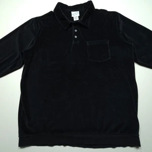 VTG Irvine Park Men Shirt Large Black Soft Textured Velour Pocket 90s Club Dance - Picture 1 of 14