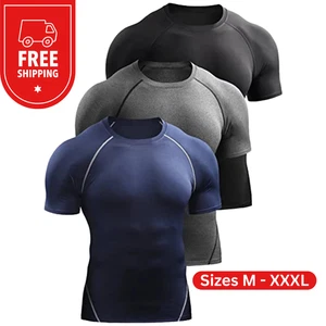 2025 Men Compression T Shirt Quick Dry Summer Sportswear Elastic Gym Workout Tee - Picture 1 of 32