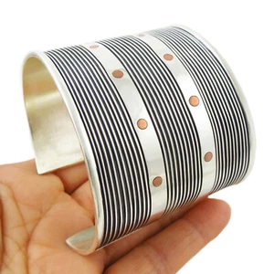 Maria Belen Taxco 925 Sterling Silver and Copper Mixed Metal Bracelet - Picture 1 of 7