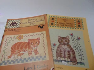 Vintage Country CrossStitch Calendar 1984 &1985Folk-Heart Designs Crafting Book - Picture 1 of 13