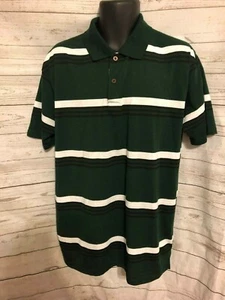 PV Pure Vintage Men’s Polo Shirt Striped Green / White Cotton Blend Size XL - Picture 1 of 4