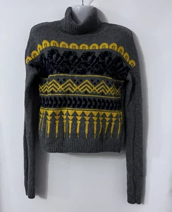Vionnet Paris Turtleneck Jumper Size 40 S Virgin Wool Cashmere Mohair Gray Print - Picture 1 of 15