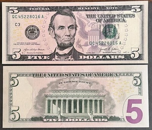 USA 2021 : $5 'QC' Philadelphia (Janet Yellen) .Serial # at random - Picture 1 of 1