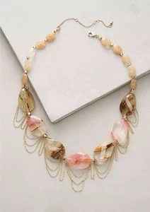 Anthropologie Collana Donna Sibari Bavaglino Ciondolo Gioielli Quarzo Rutilato Boho - Foto 1 di 3