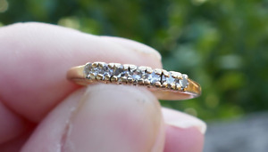 Vintage 14-karatowy pierścionek z żółtego złota naturalny diament - rozmiar 4,25