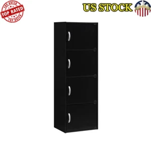 4-Shelf Bookcase Storage Unit Indoor Multipurpose Organizer Durable Wood New - Picture 1 of 7
