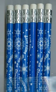 Love bajó en la mañana de Navidad sobre lápices azules. ¡Juego de 6! - Imagen 1 de 4