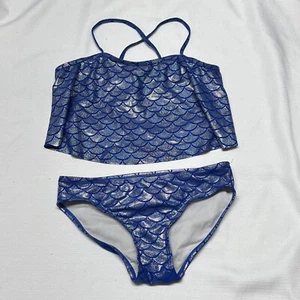 Girls Oshkosh B'gosh Mermaid Two Piece Blue Shimmer Size 12 - Picture 1 of 7