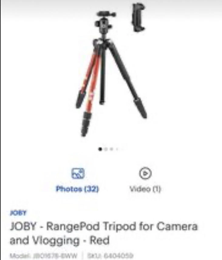 JOBY JB01678-BWW RangePod Tripod for Camera and Vlogging - Red - Image 1 of 4