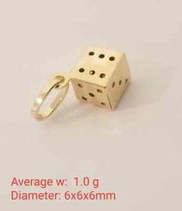 14k Echt Gelbgold 3D Hohl Würfel Anhänger Charm - Bild 1 von 4