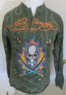 Camisa Pullover Top Calavera 13 Ed Hardy Para Hombre Talla S Manga Larga Hecha en EE. UU. Foto 1 de 4