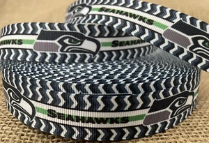 1 Yard 7/8" SEATTLE SEAHAWKS Inspired Grosgrain Ribbon - Picture 1 of 1