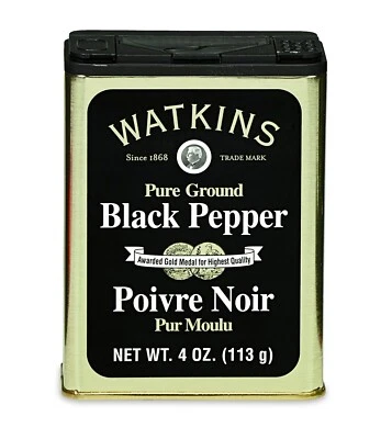 Watkins Pure Ground Black Pepper, 4 oz. Tin,Seasoning, cooking, flavor, kitchen - Image 1 of 2