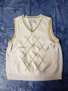 GREEN DOG BOYS white cotton SWEATER VEST checker design SZ 5 - Picture 1 of 9