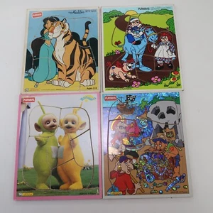 Disney Aladdin Teletubbies Pirates Raggedy Playskool Wooden Tray Puzzles Lot - Picture 1 of 11