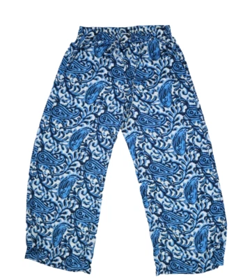 Pantalones Palazzo Michael Kors Mujer Azul Paisley Pierna Ancha Elastizados Cordón 10 Foto 1 de 4