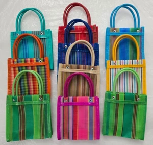 10-Bags Mini Mexican Tote Mercado Thread Mesh Small Bag 5.75"x5.75"x4"Multicolor - Picture 1 of 1