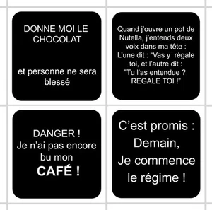 4 X AUFKLEBER BOTSCHAFT HUMOR FUN STICKER FÜR FLIESEN KÜCHE CR015 - Bild 1 von 6