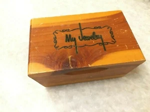 Vintage 1950s Cedar Keepsake Box "My Jewelry Box" Felt Lined Jewlery Wood Wooden - Picture 1 of 10