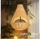 Natural Handcrafted Bamboo Woven Lampshade Boho Ceiling Pendant Light.13x16.3"in