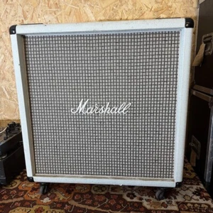 Vintage 1980s Marshall White 4x12 Straight Bass Guitar Amplifier Cabinet G12T-75 - Picture 1 of 18
