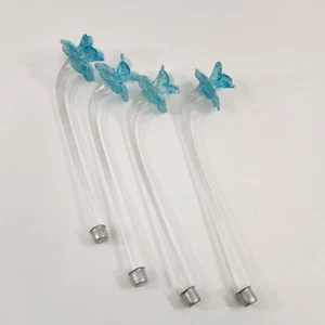 Murano Venetian Glass Flower Daffodil Chandelier Part Lot of 4 Blue Italian Vtg - Picture 1 of 13