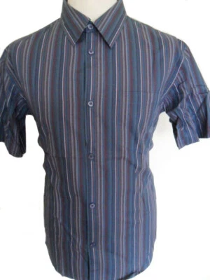 French Connection Shirt Short Sleeve Striped Blue Men's Size: Medium - Image 1 of 4