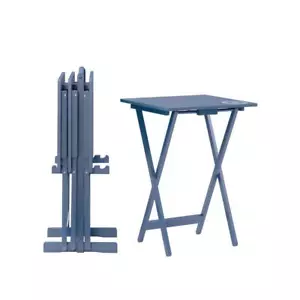 Linon Home Decor Folding Table 15.75"Lx18.9"W Compass 5-Piece Wood in Navy Blue - Picture 1 of 11