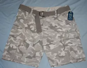 NEW! men's size 48 cargo pockets Brown/tan Camouflage SHORTS w/ belt *072 - Picture 1 of 7