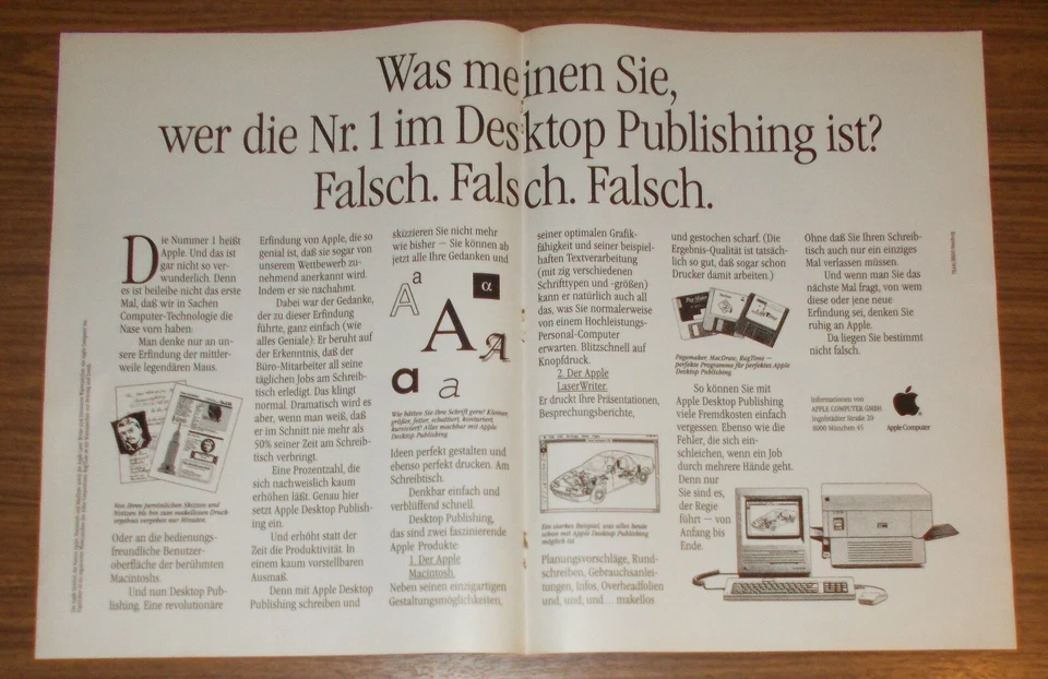 Seltene Werbung APPLE MACINTOSH - Die Nr 1 im Desktop-Publishing 1987 - Bild 1 von 1