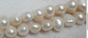 Lotes 15" aprox. 9x6x5.5mm mar genuino blanco perla barroca collar inacabado hágalo usted mismo - Imagen 1 de 6