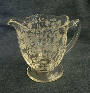 Martinsville Clear Glass Etch #29 Grape Vine Leaf FLORENTINE Creamer - Picture 1 of 8