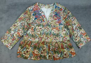 Soft Surroundings Top Ariege Jacket Floral Collage Beaded SZ 1X NWT $160 MSRP - Picture 1 of 12