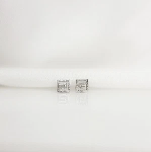 925 Sterling Silver Greek Key Meander Studs Earrings Unisex Ancient Greek Design - Picture 1 of 4