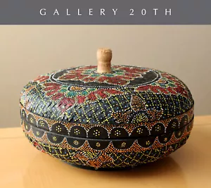 💥 GORGEOUS! HANDCRAFTED WICKER MEXICAN BASKET! ORIG ART VTG BOWL MANDALA MCM 💥 - Picture 1 of 11