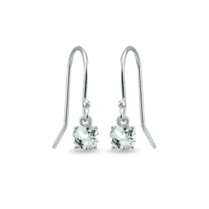 Sterling Silver Aquamarine Solitaire Dangle Earrings - Picture 1 of 3
