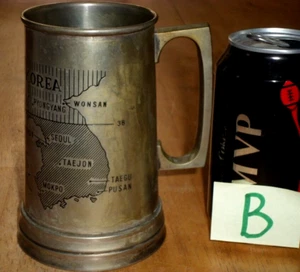 [KOREAN WAR] THE KOREA PENINSULA & TIGER LOGOS, BRASS METAL SHELL MUG, #1953 yr. - Picture 1 of 12