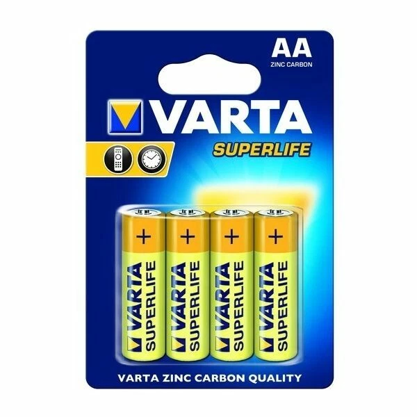 Varta Superlife AA Zinco-Carbonio 1.5V 4 Batterie Non-Ricaricabile - Giallo