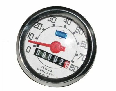 Contachilometri Bianco Speedo Per Vespa Vegelia Logo 80 Kph V50 V90 V100 - Immagine 1 di 4