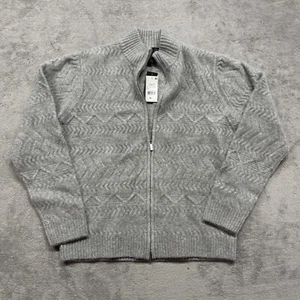 Bloomingdale's Gray Double Zip Front Jacquard Cardigan Mens Grey NWT Large - Picture 1 of 5