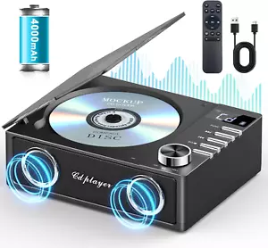 Portable CD Player with Bluetooth 5.3, 4000Mah Rechargeable CD Player with Remo - Picture 1 of 7